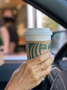 Starbucks coffee cup via drive thru